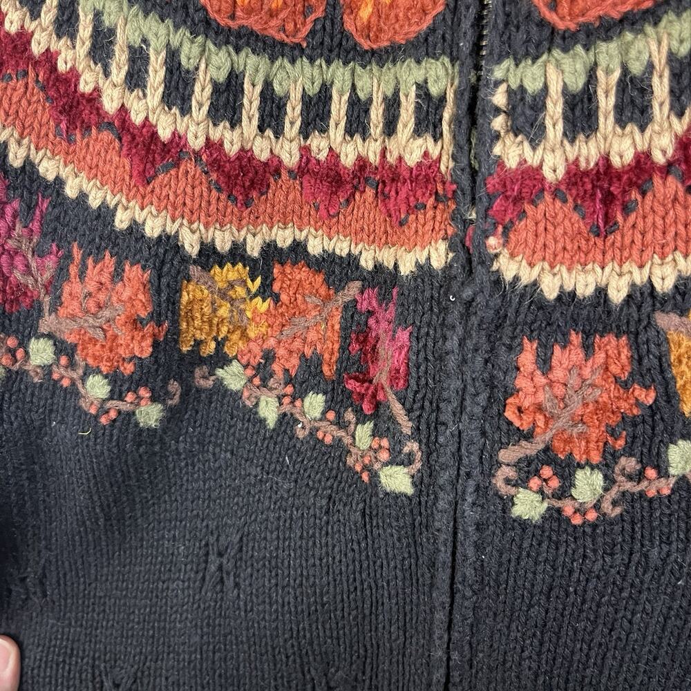 Vintage Croft & Barrow Fair Isle Zip Cardigan Sweater M Medium Folklore Autumn - Picture 3 of 6